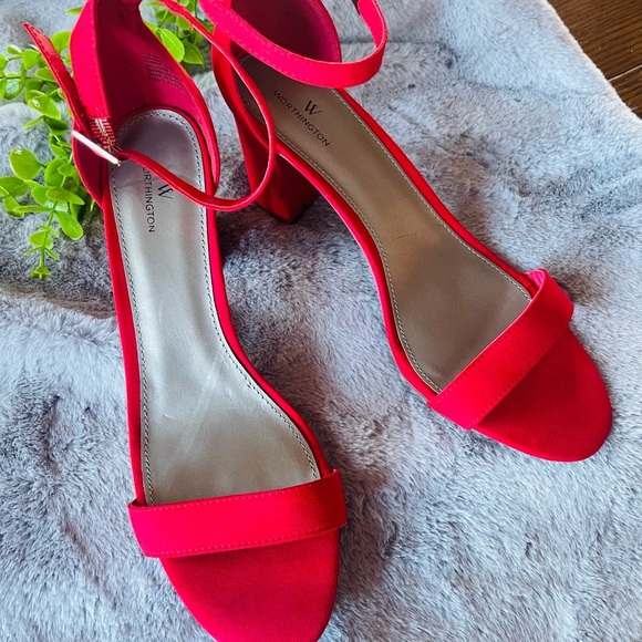 Worthington Red Heels with Ankle Strap and Sleek Design - Picture 1 of 9